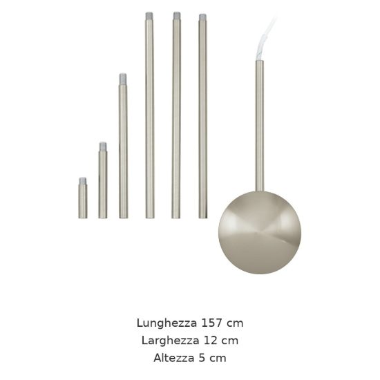 Eglo extention prolunga a soffitto per spostamento punto luce 157cm nichel
