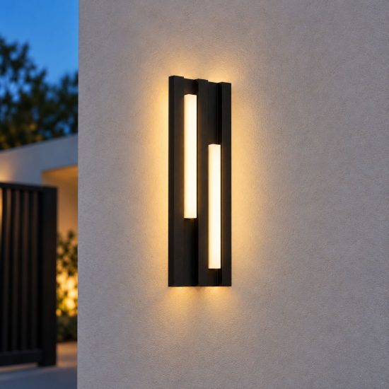 Eglo fandina applique da esterno led 8,4w 3000k 14,5cm ip55 moderna rettangolare nera