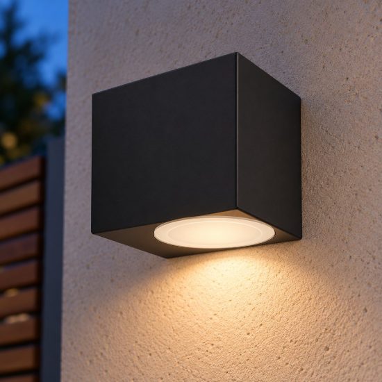 Eglo jabaga applique da esterno gu10 led 4,6w 3000k 7cm ip44 moderna nera