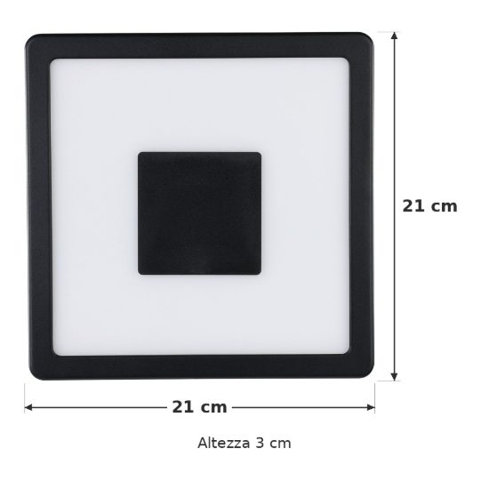 Eglo iphias 2 plafoniera da esterno led 17w 3000k 21cm ip44 moderna quadrata nera