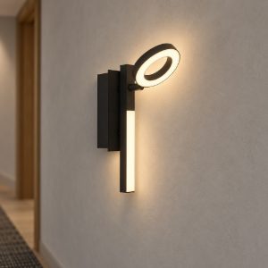 Eglo cardillio 2 applique con faretto led 5,4w 3000k orientabile 22,5cm per corridoio moderna nera
