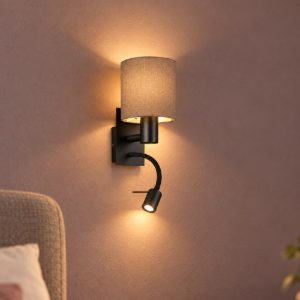 Applique per camera da letto antracite marrone luce da lettura eglo pasteri