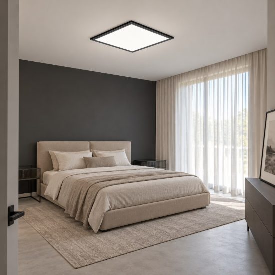 Eglo salobrena 1 plafoniera led 21,5w 4000k 45cm per camera da letto moderna nera