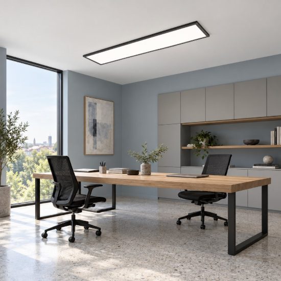 Eglo salobrena 1 plafoniera led 33w 4000k 120cm per ufficio moderna nera