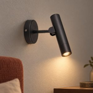 Eglo almudaina applique per comodino camera da letto cilindro nero led 5w 3000k 11cm