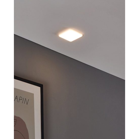Eglo rapita faretto da incasso per cartongesso led 5,5w 3000k ip65 foro 6,8cm quadrato bianco