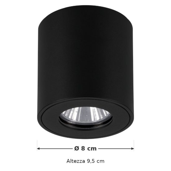 Eglo torrecola faretto da esterno soffitto gu10 8cm ip44 moderno cilindrico nero