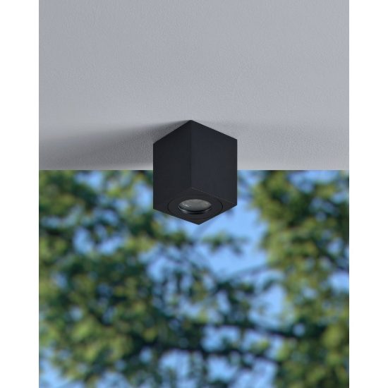 Eglo torrecola faretto da esterno soffitto gu10 8cm ip44 moderno quadrato nero