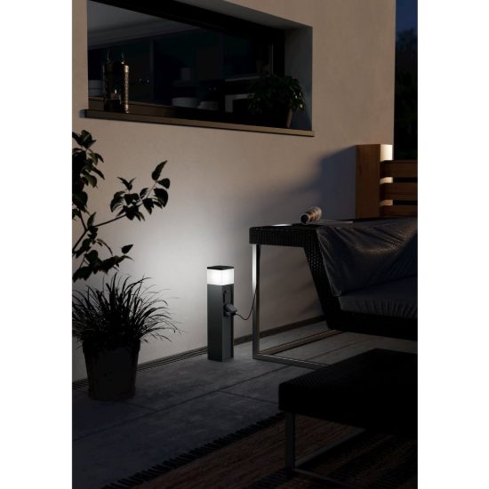 Eglo park 5 colonnina da esterno con 2 prese e luce e27 50cm ip54 antracite
