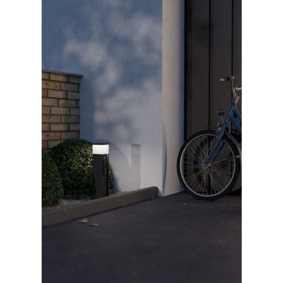 Eglo park 5 colonnina da esterno con 2 prese e luce e27 50cm ip54 antracite
