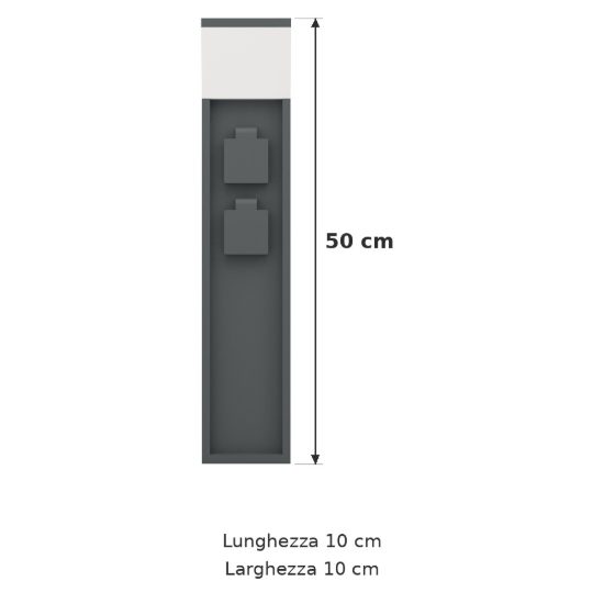Eglo park 5 colonnina da esterno con 2 prese e luce e27 50cm ip54 antracite