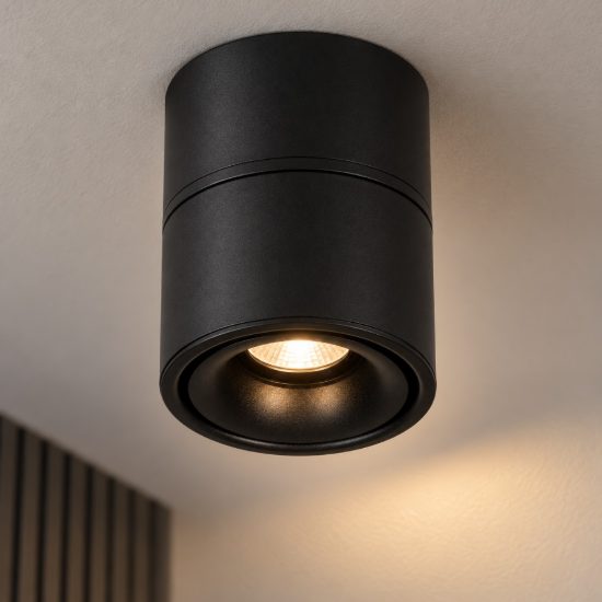 Eglo bohoyo faretto da soffitto led 8w 3000k 10cm moderno cilindrico nero