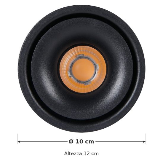 Eglo bohoyo faretto da soffitto led 8w 3000k 10cm moderno cilindrico nero
