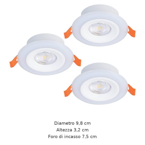Eglo calonge rgb set 3 faretti da incasso per cartongesso led 11,4w con telecomando bianco