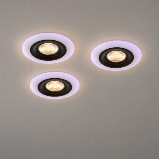 Eglo calonge rgb set 3 faretti da incasso per cartongesso led 11,4w con telecomando nero e bianco
