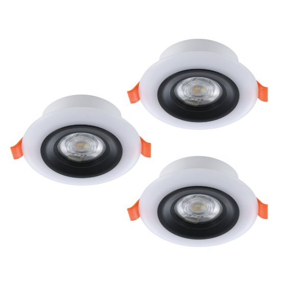 Eglo calonge rgb set 3 faretti da incasso per cartongesso led 11,4w con telecomando nero e bianco