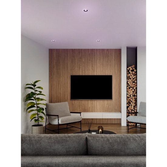 Eglo calonge rgb set 3 faretti da incasso per cartongesso led 11,4w con telecomando nero e bianco