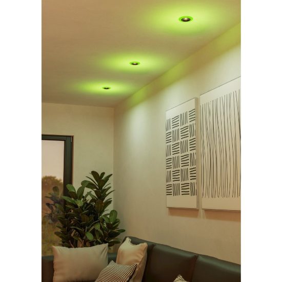 Eglo calonge rgb set 3 faretti da incasso per cartongesso led 11,4w con telecomando nero e bianco