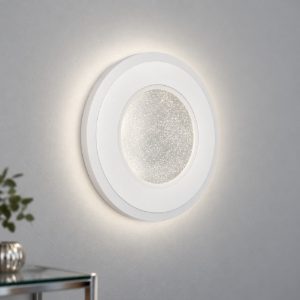 Eglo macchioni applique led 12w 4000k 20cm per soggiorno moderna rotonda bianca