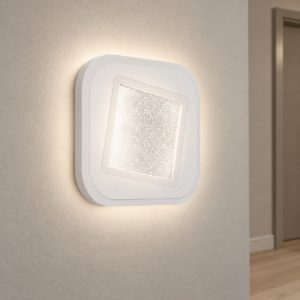 Eglo macchioni applique led 12w 4000k 20cm per soggiorno moderna quadrata bianca