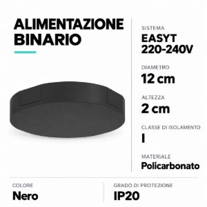 Eglo easyt feeder alimentazione per binario 12cm nera