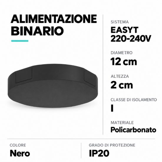 Eglo easyt feeder alimentazione per binario 12cm nera
