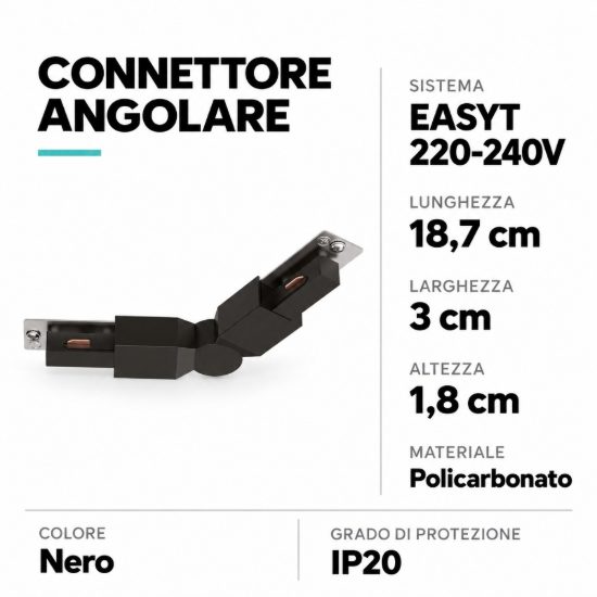 Eglo easyt corner connettore angolare per binario 18,7cm nero