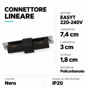 Eglo easyt connector connettore lineare per binario 7,4cm nero