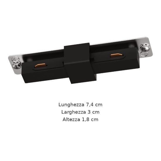 Eglo easyt connector connettore lineare per binario 7,4cm nero