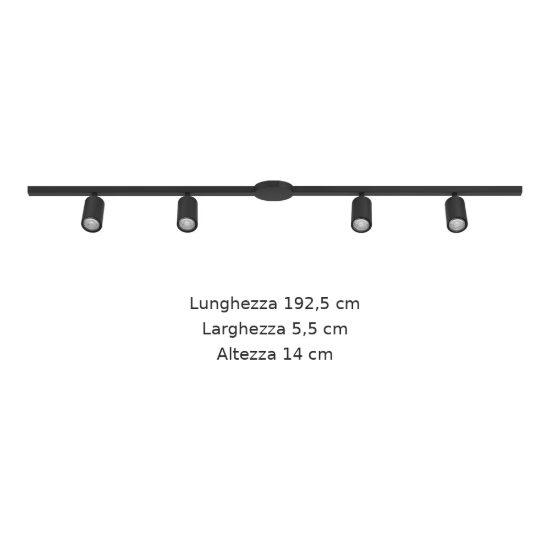 Eglo easyt set 4 spots sistema a binario con 4 faretti gu10 192,5cm moderno lineare nero