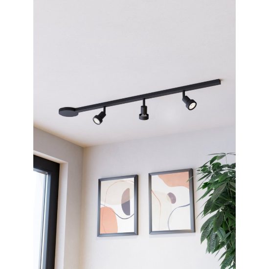 Eglo easyt set 3 spots sistema a binario con 3 faretti gu10 102cm moderno lineare nero
