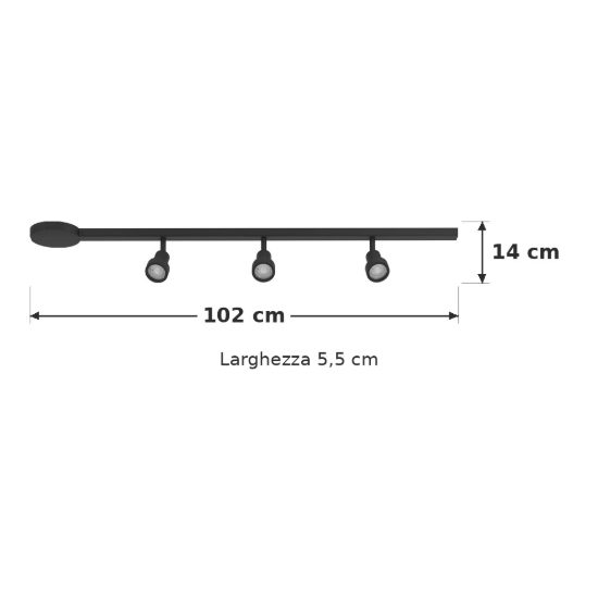 Eglo easyt set 3 spots sistema a binario con 3 faretti gu10 102cm moderno lineare nero