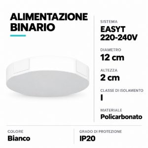 Eglo easyt feeder alimentazione per binario 12cm bianca