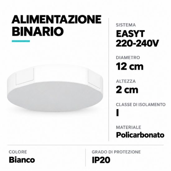 Eglo easyt feeder alimentazione per binario 12cm bianca