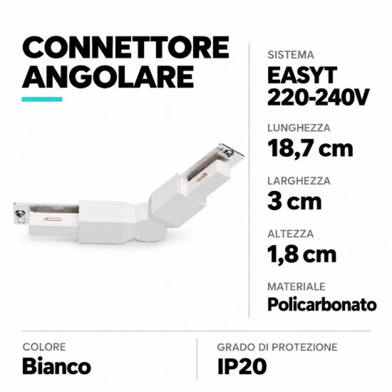 Eglo easyt corner connettore angolare per binario 18,7cm bianco