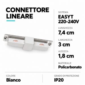 Eglo easyt connector connettore lineare per binario 7,4cm bianco