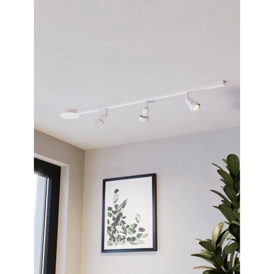 Eglo easyt set 3 spots sistema a binario con 3 faretti gu10 102cm moderno lineare bianco