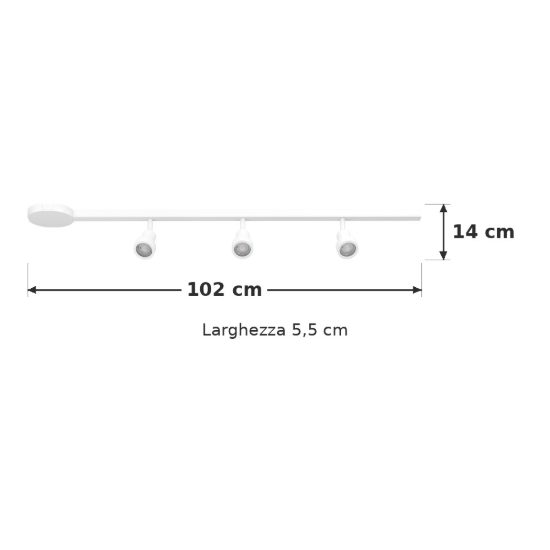 Eglo easyt set 3 spots sistema a binario con 3 faretti gu10 102cm moderno lineare bianco