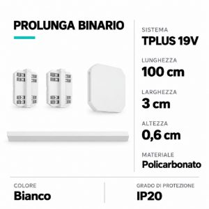 Eglo tplus extension binario di prolunga con connettori e copertura 100cm bianco