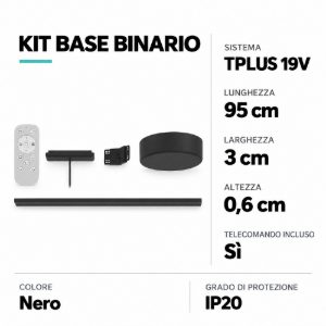 Eglo tplus starter set kit base binario con alimentazione e telecomando 95cm nero