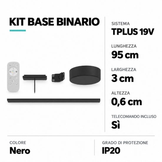 Eglo tplus starter set kit base binario con alimentazione e telecomando 95cm nero
