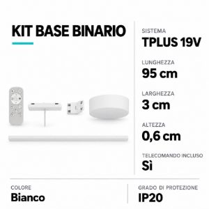Eglo tplus starter set kit base binario con alimentazione e telecomando 95cm bianco