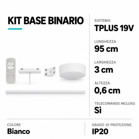 Eglo tplus starter set kit base binario con alimentazione e telecomando 95cm bianco