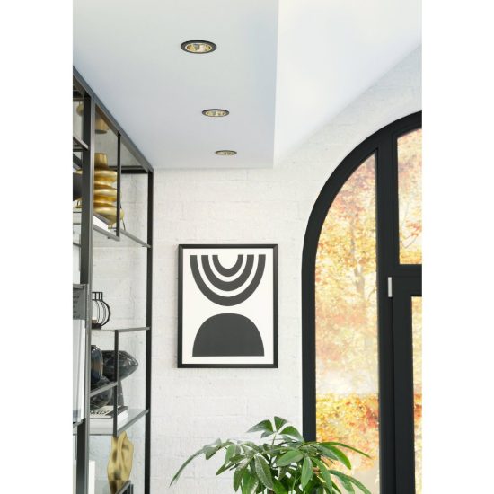 Eglo yebra faretto da incasso per cartongesso led 4,8w cct 2700k 6500k ip44 foro 6,8cm nero
