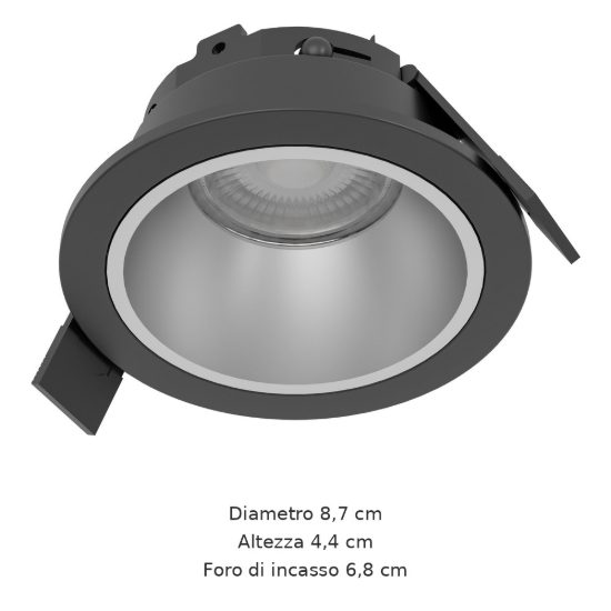 Eglo yebra faretto da incasso per cartongesso led 4,8w cct 2700k 6500k ip44 foro 6,8cm nero
