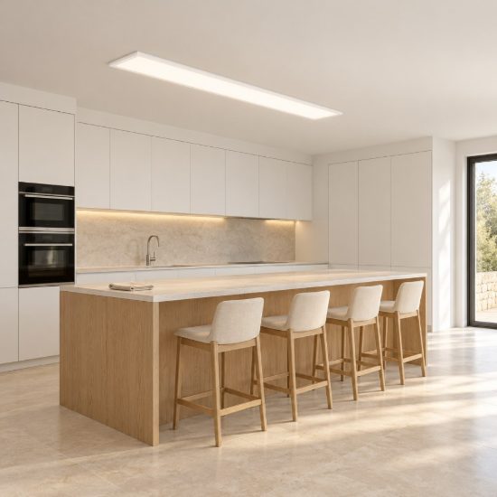Eglo moradillo r plafoniera led 33,5w 2700k 6500k 119,5cm con telecomando per cucina bianca