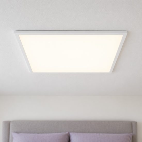 Eglo moradillo r plafoniera led 33w 2700k 6500k 59,5cm con telecomando per camera da letto bianca