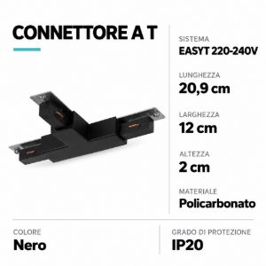 Eglo easyt t connector connettore a t per binario 20,9cm nero