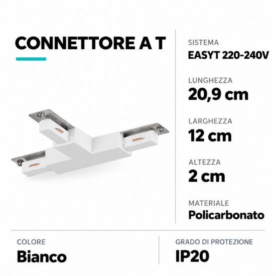 Eglo easyt t connector connettore a t per binario 20,9cm bianco