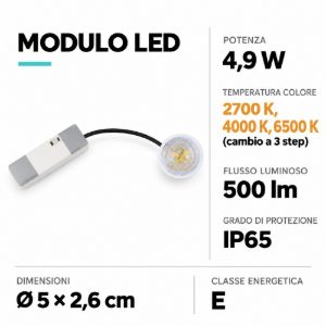 Modulo led sostitutivo 4.9w cct 2700k 6500k eglo puck cct